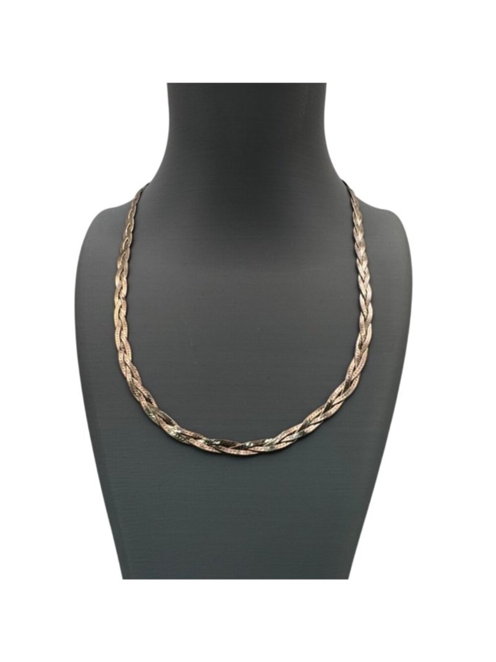 SU Italy Braided Sterling Silver Necklace 18" 8.54 g 925 Marked Signed Vintage